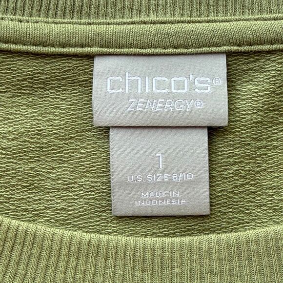 Chico's Moss Green Pullover, 3/4 Sleeve Top, Size Medium - Picture 7 of 11